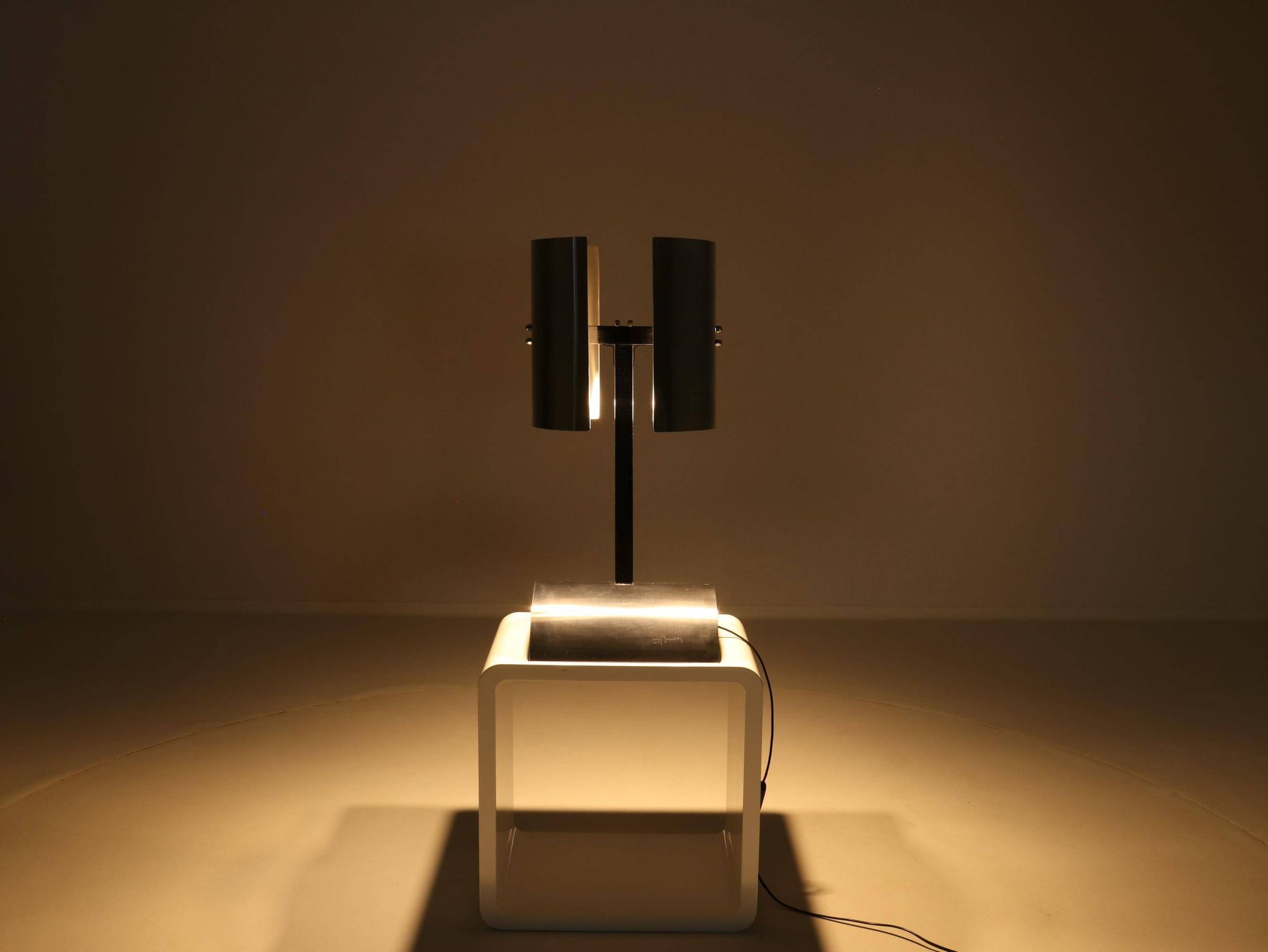 Rare Table Lamp in Stainless Steel by J. Bouvier, France, 1970s