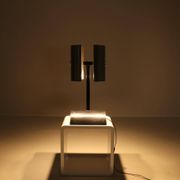 Rare Table Lamp in Stainless Steel by J. Bouvier, France, 1970s