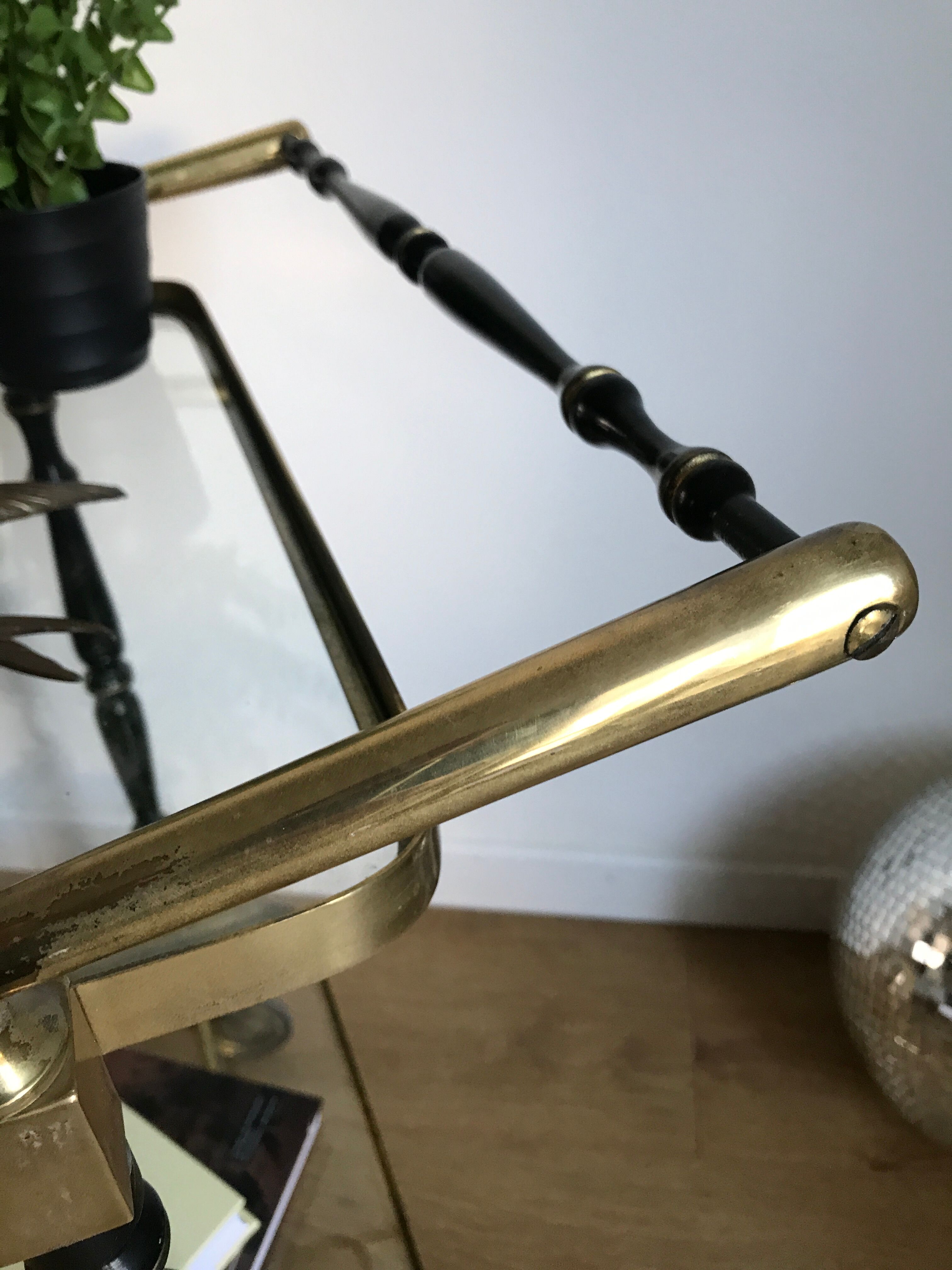 Vintage rolling golden and black dessert in brass and glass