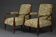 Paire de fauteuils édouardiens en hêtre, tissu vintage