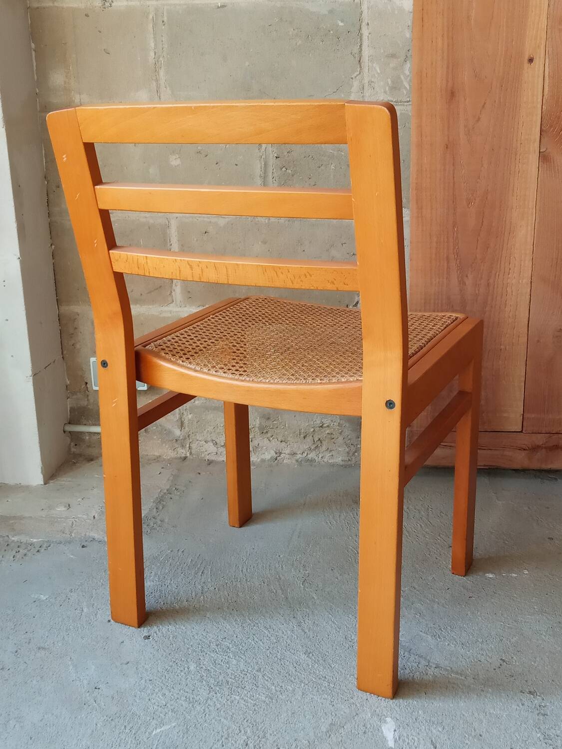 Pair of Baumann caned chairs, 70s/80s
