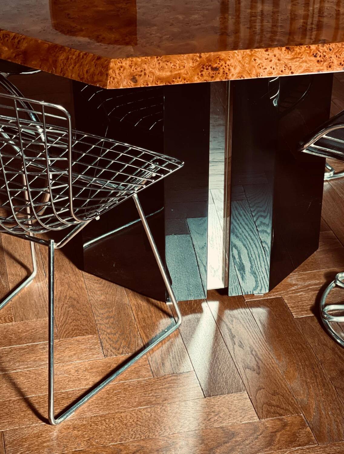 Dining table elm burl Roche Bobois Jean Claude Mahey vintage