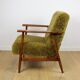 Vintage armchair, 1970s red fox - high pile khaki / olive - long pile