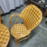 Table and 3 chairs in chestnut slats