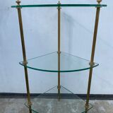 Neoclassical corner or corner seat, 3 levels in white tempered glass