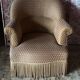 Pair of renovated toad armchairs in beige velvet
