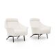 Pair of white boucle armchairs, 1950s, set of 2