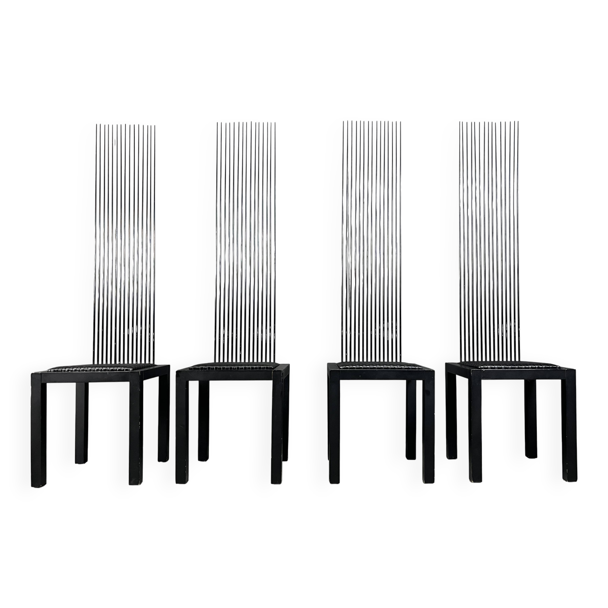 Vintage high back dining chairs, 1980s