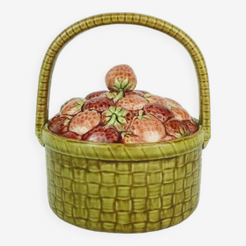 old french sarreguemines majolica JAR with lid 1920s ceramic cookie jar