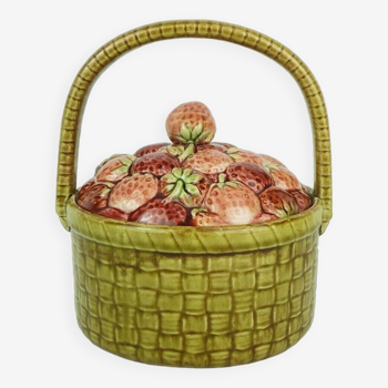 vieux français sarreguemines majolica JAR avec couvercle pot à biscuits en céramique des années 1920