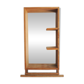 Ancien grand miroir de salle de bains en bois massif