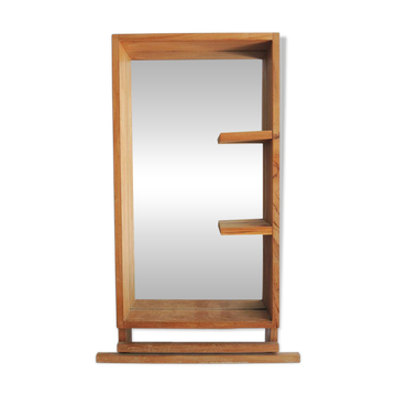 Old large wooden bathroom mirror