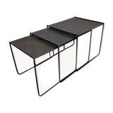 Vintage black metal trundle tables 1950