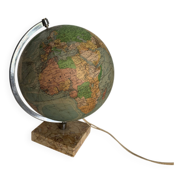 Vintage 1960 terrestrial globe glass Perrina marble world map - 28 cm