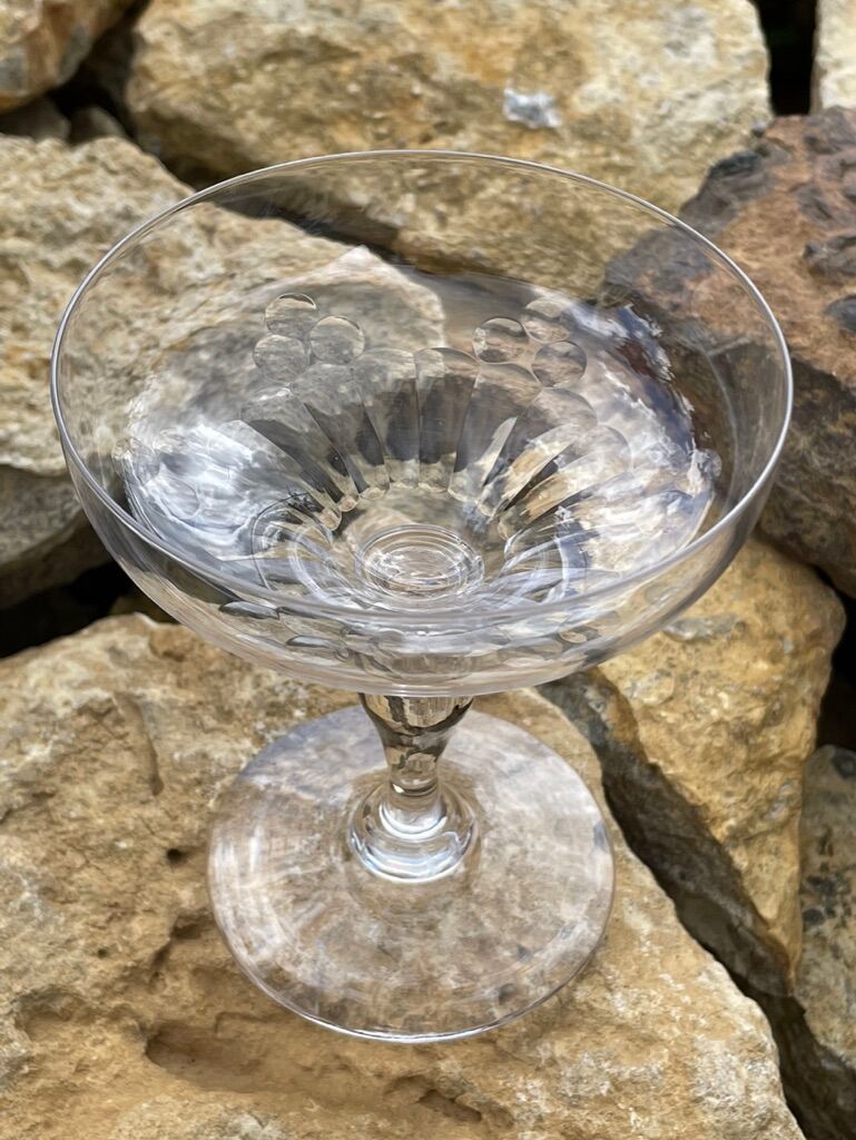 Set of 6 cut crystal champagne glasses
