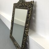 Vintage wall mirror t brass frame, italy, 1950 s