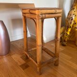 Vintage bamboo and rattan stool