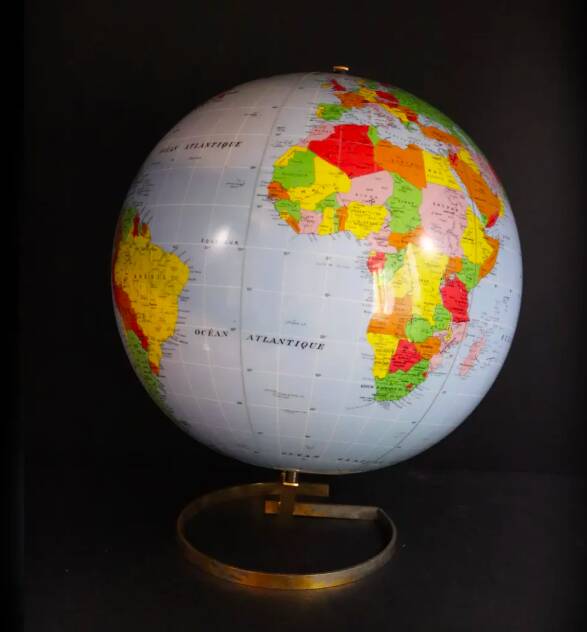 Vintage inflatable globe on stand, 1960, Taride Sevylor