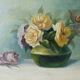Painting, oil on canvas, bouquet of flowers, roses, 20s