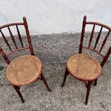 Paire de deux chaises cannée vintage