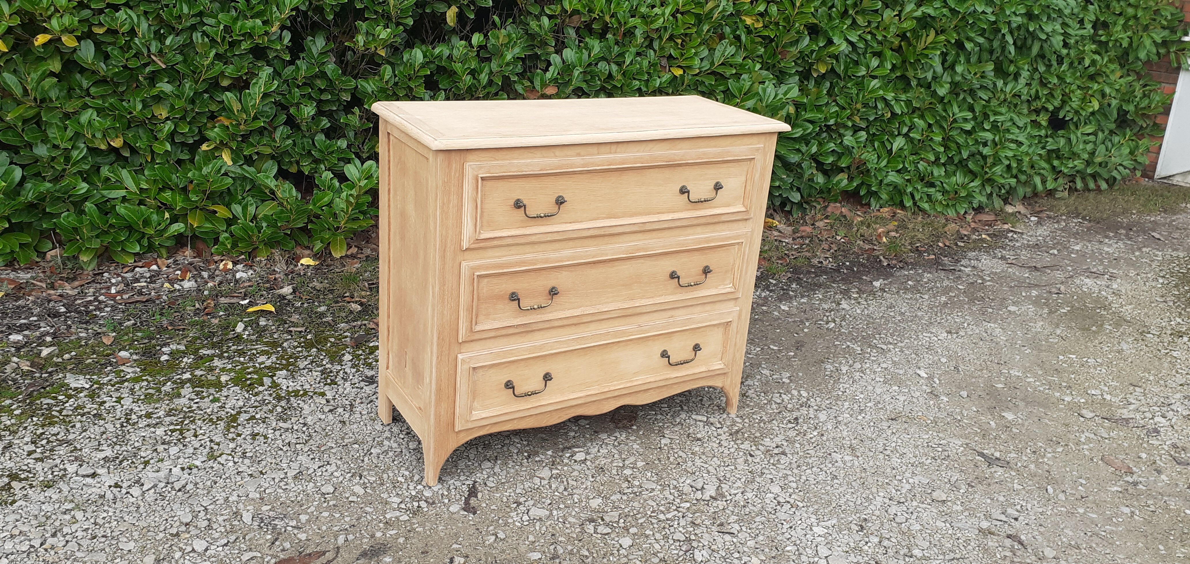 Chest of drawers 3 drawers solid oak raw wood