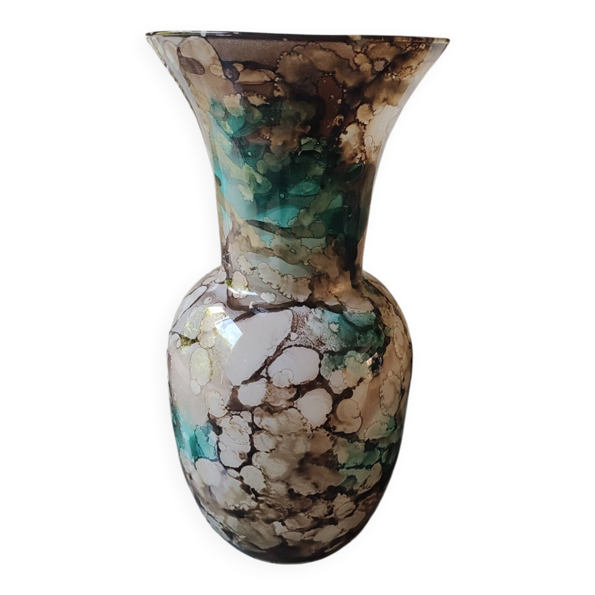 Marbled glass art ball vase. Murano style. Italy. Height 26 cm.