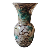 Vase Boule en verre d Art marbré.style Murano. Italie. Haut 26 cm