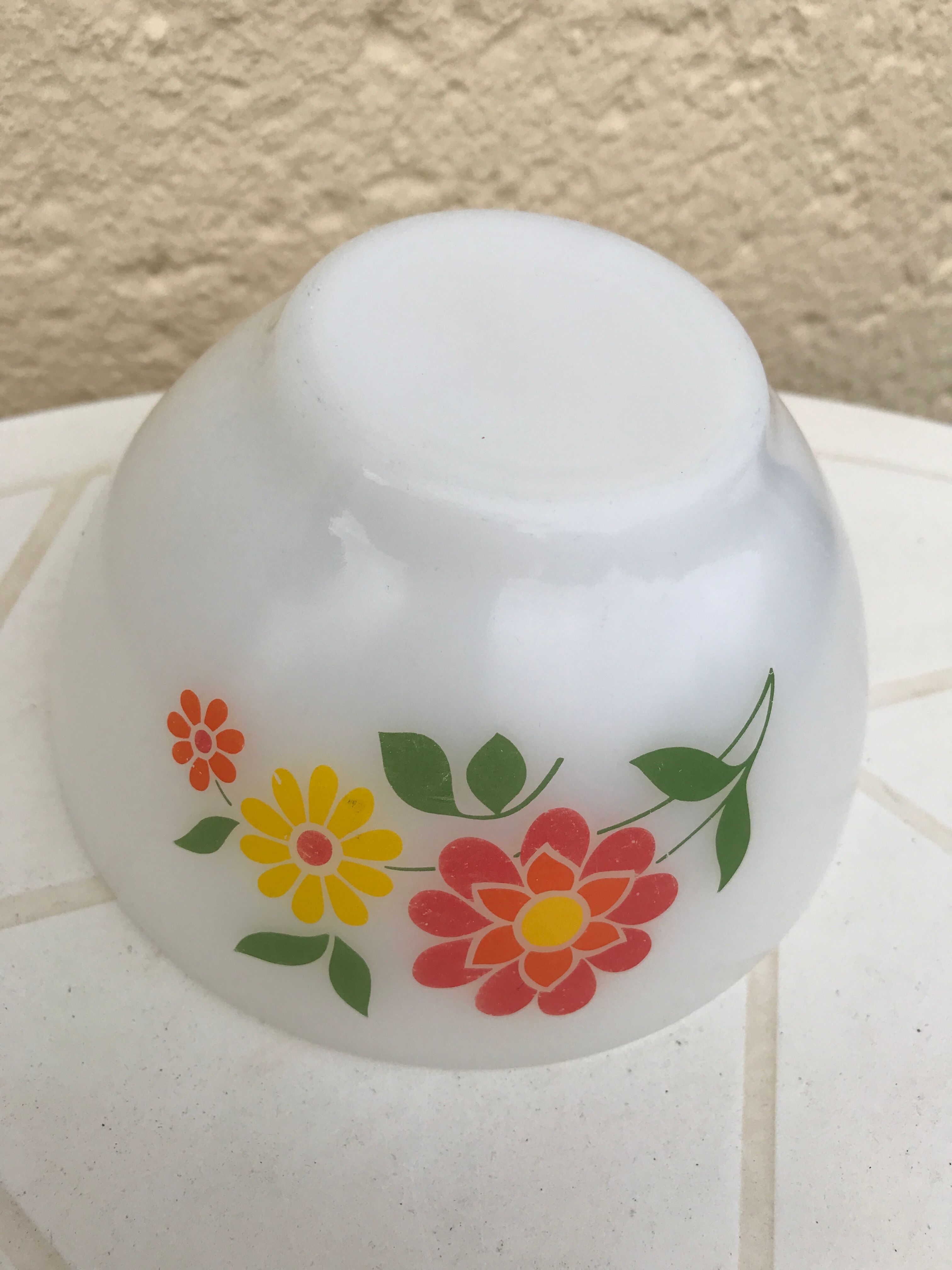 Vintage flower arcopal bowl