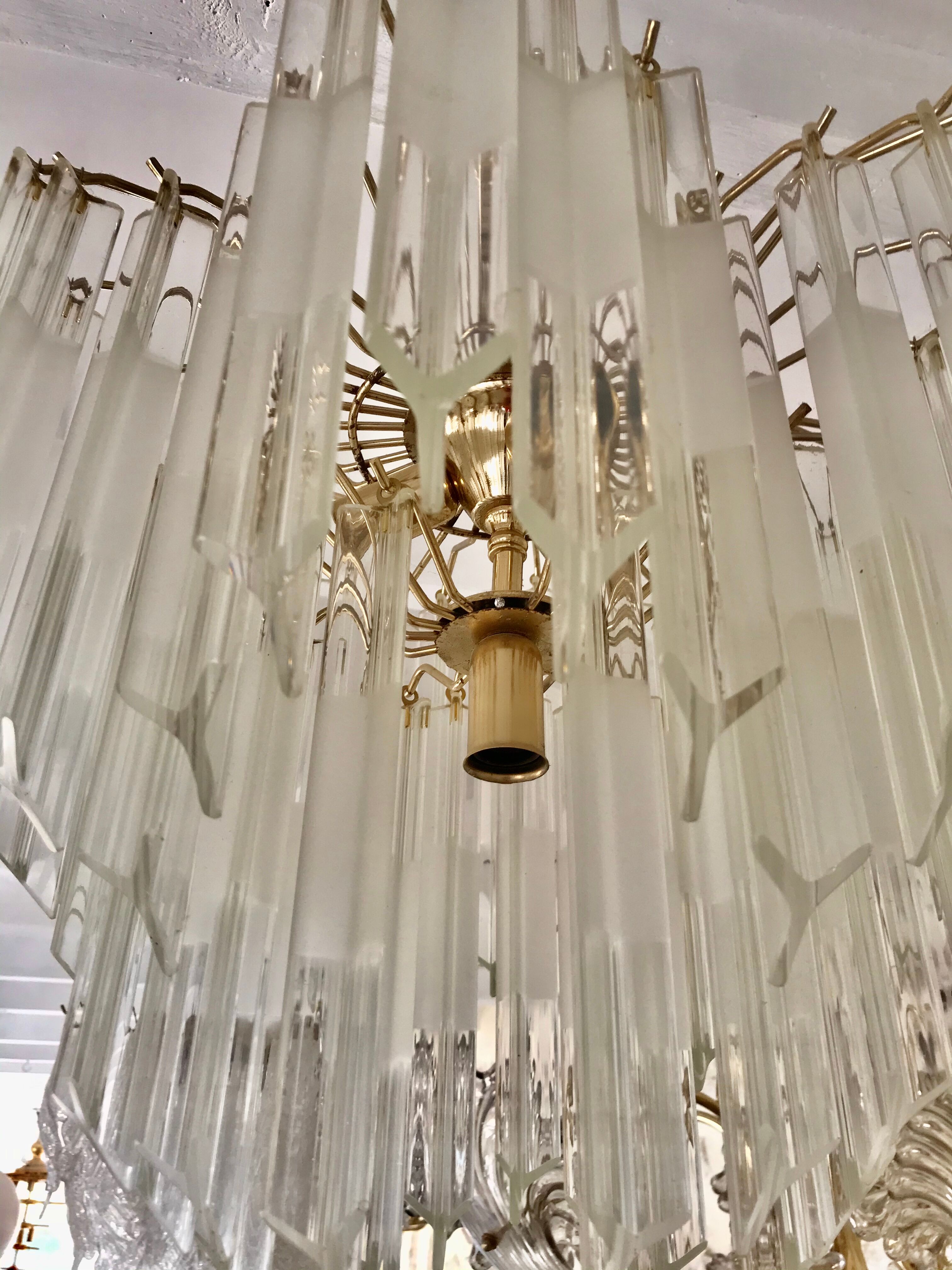 Venini Triedi Crystal Chandelier 1970