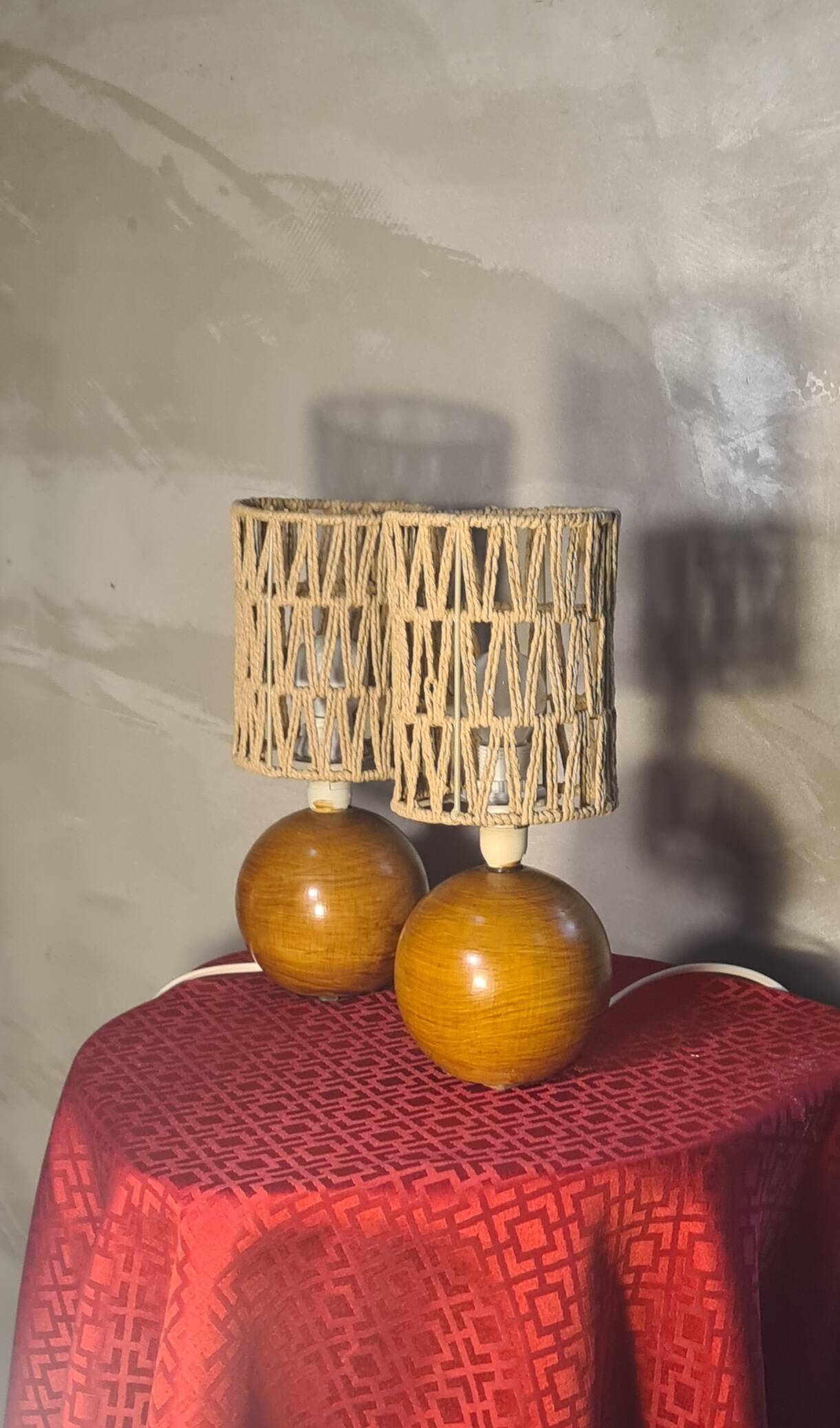 pair of Scandinavian style bedside lamps, vintage design, 30x12 balls