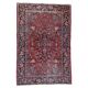 Handmade 1920s Persian Kashan rug 134 x 208 cm - deep ruby & indigo (1C1194)