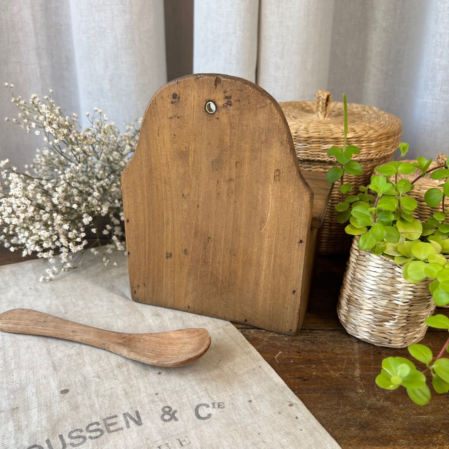 Salt box in raw wood