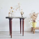 Mini wooden and marble table - antique side table