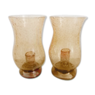 Pair of bubbled glass photophore