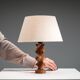 Mid-century brutalist wooden table lamp