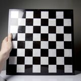Large vintage chess set from the 70s, white and black marble, Italian craftsmanship