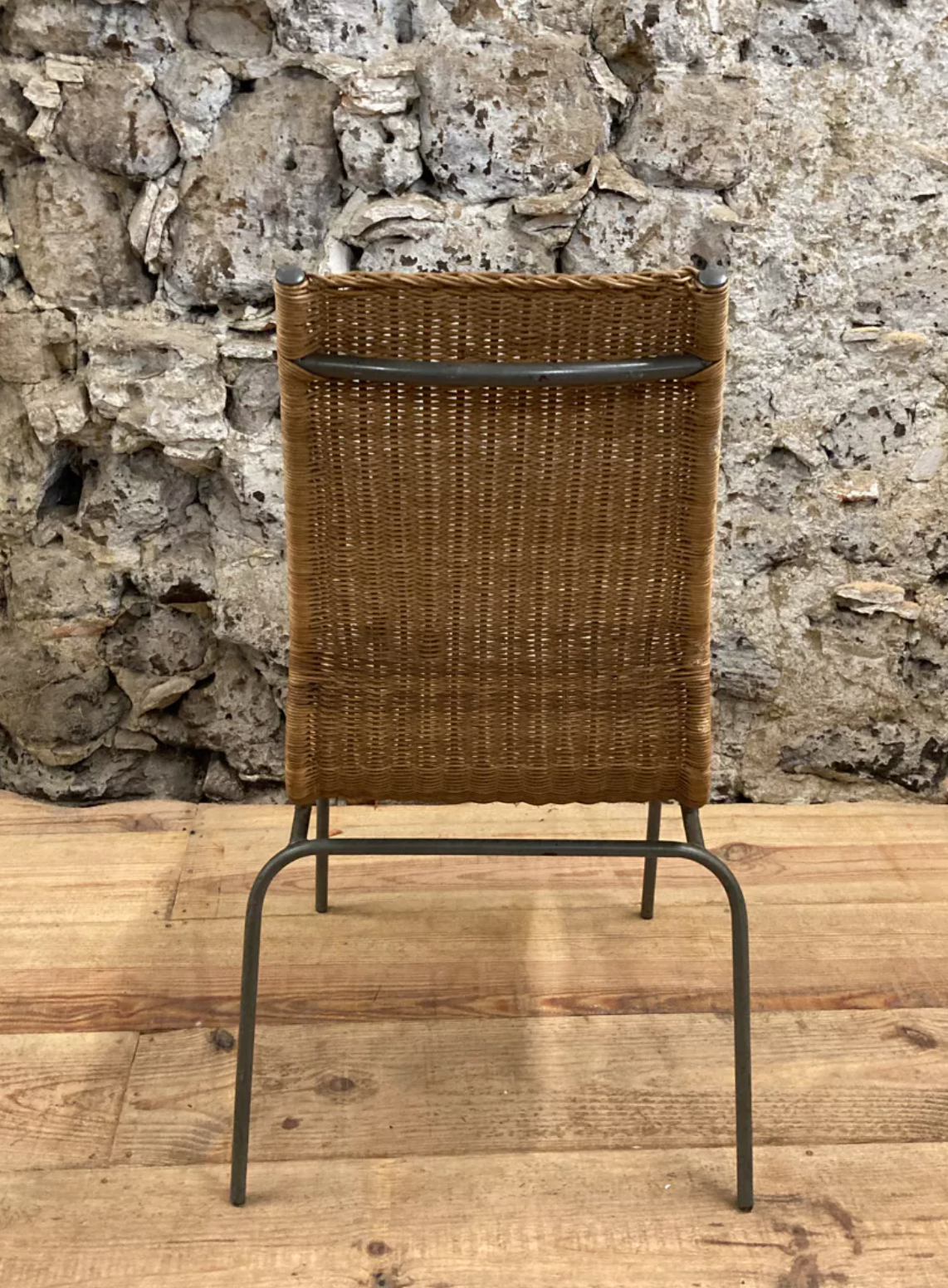 Vintage 1980 Ikea chair in rattan and aluminum