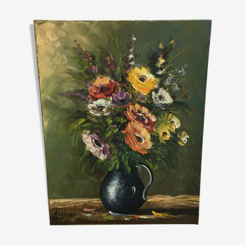 Peinture sur toile bouquet de fleurs