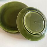 set of 6 flat plates 1960 in green faience