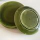 Set de 6 assiettes plates 1960 en faience verte