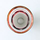 Granite art deco bohemian crystal vase with cranberry pink band and gold edging