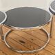 Vintage coffee table with 3 levels and rotating trays in chrome metal and smoked glass - Space Age 1970s.