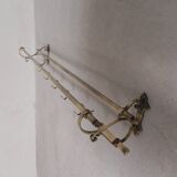 Brass Art Deco wall coat rack, 136 cm wide