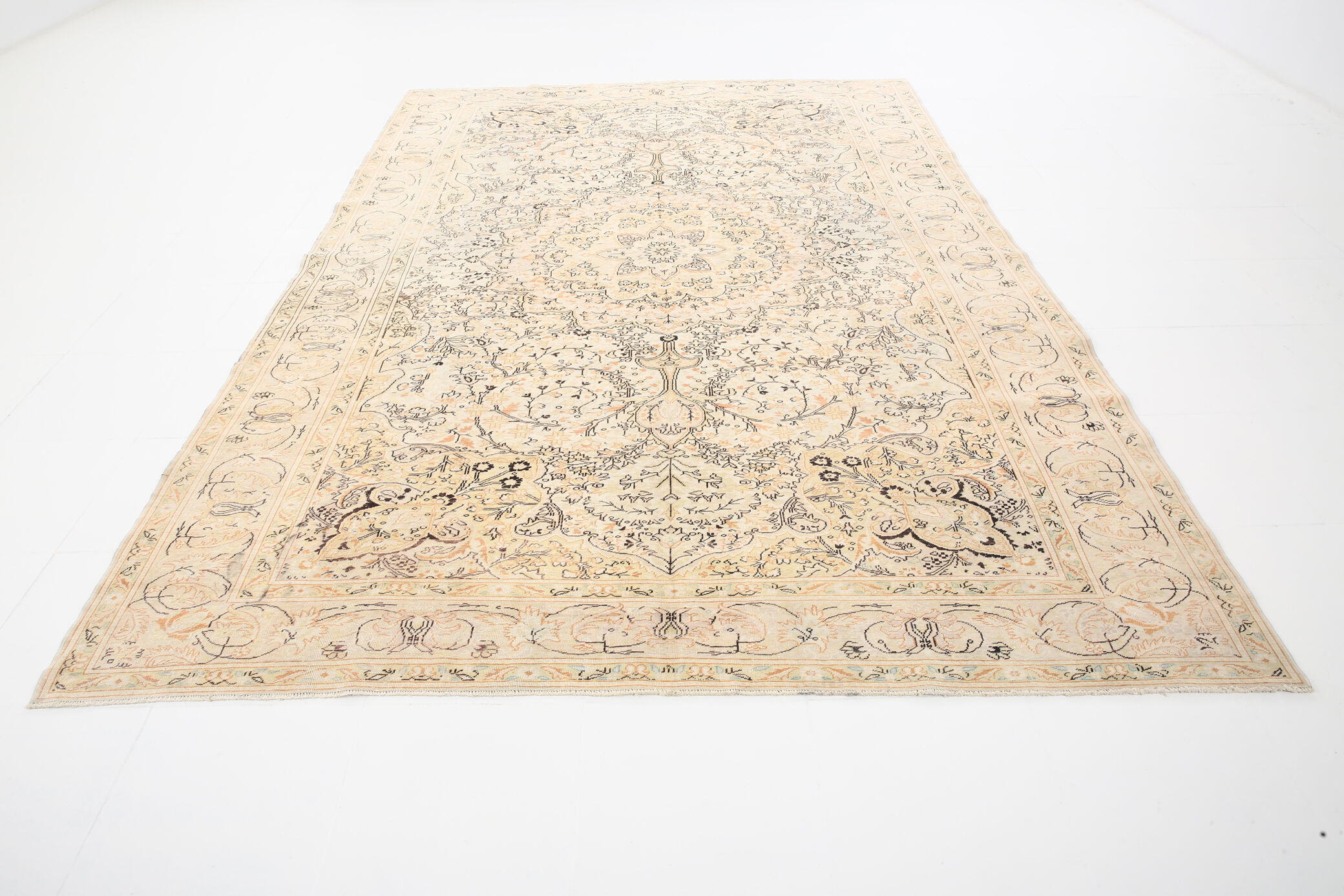 8x12 Beige & Khaki 60s Persian Rug, 242x355Cm