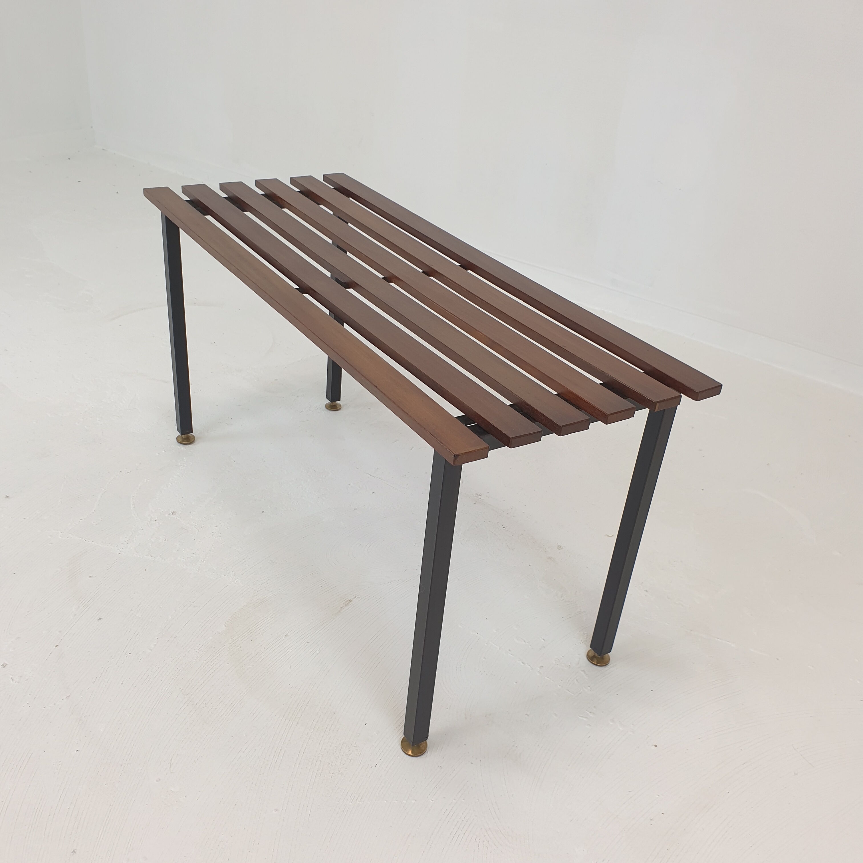 Bench in Teak with Brass Feet, Italy, 1950s