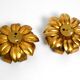 Pair of 70's gilded floral Regency wall or ceiling lamp with large leaves