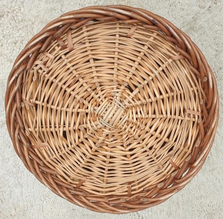 Vintage cylindrical rattan basket