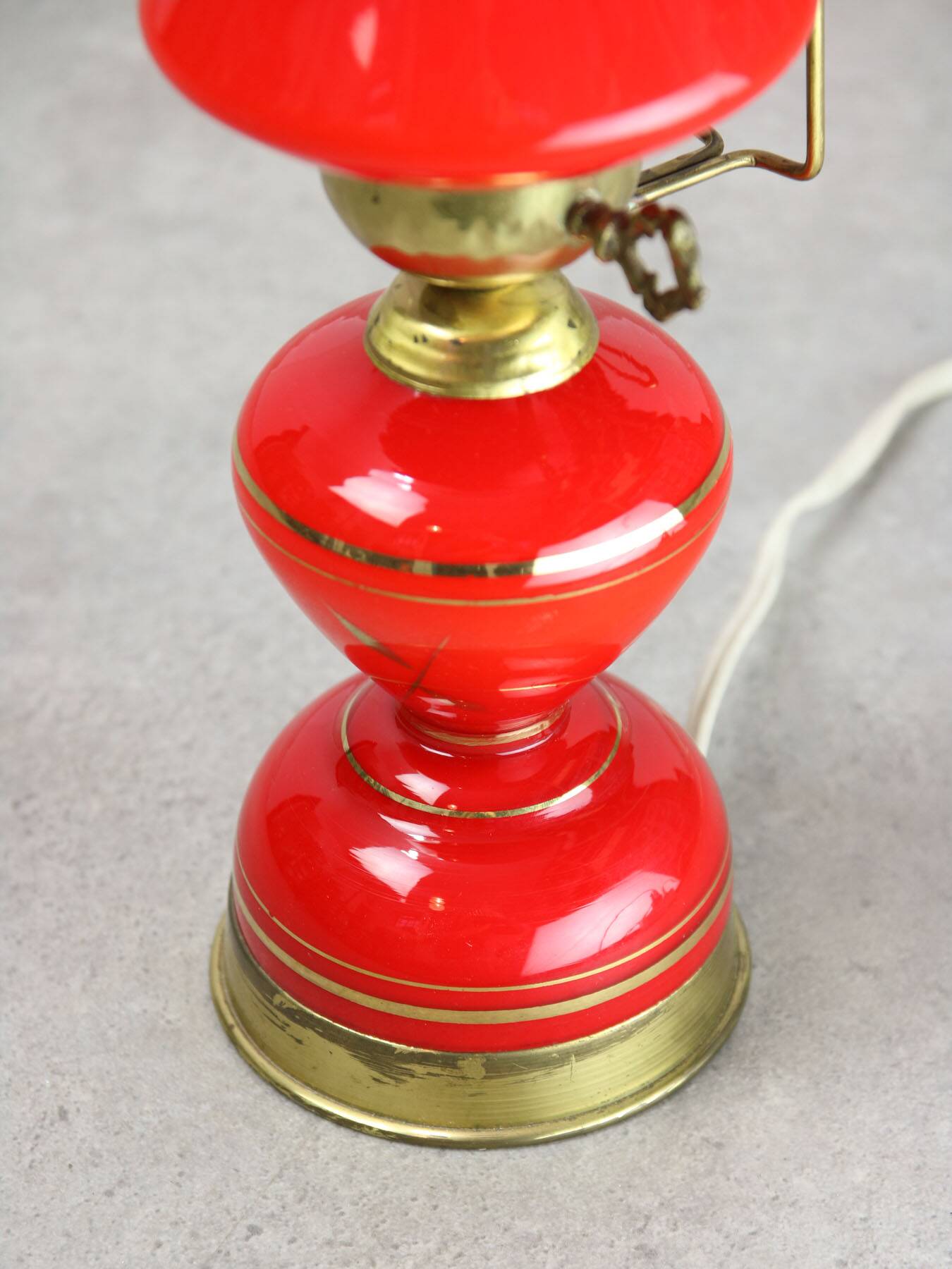 Mid-century Italian Red Glass and Brass Table / Wall Lamp