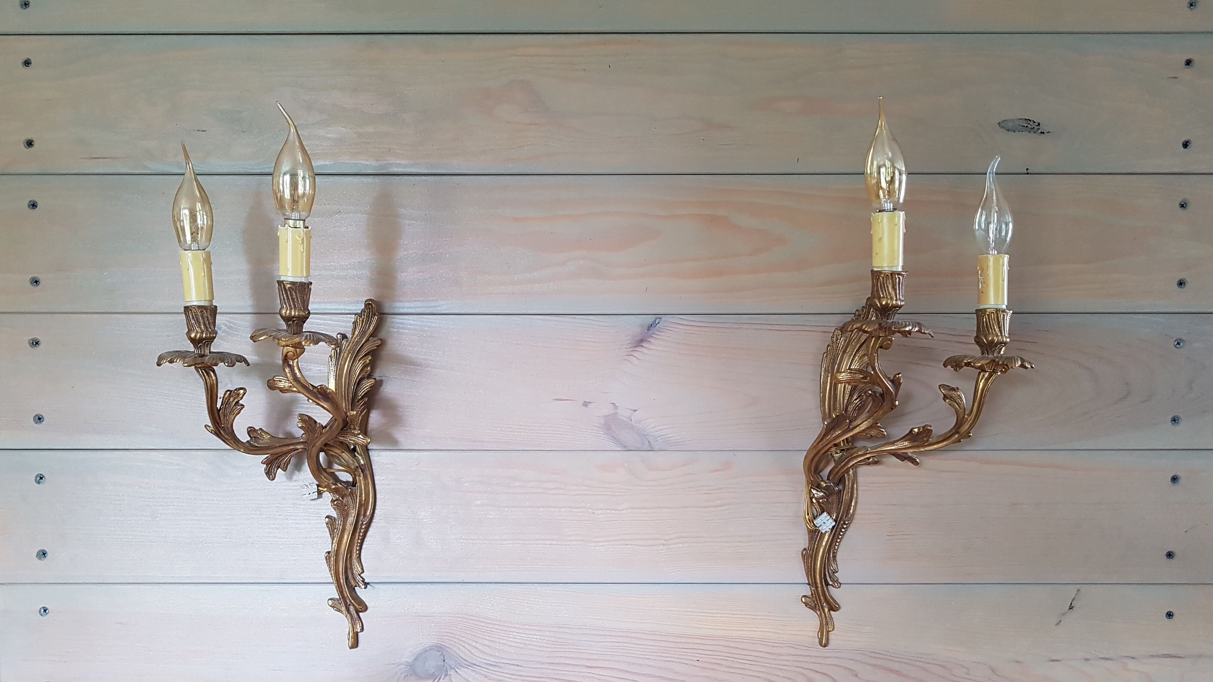 Pair of wall in style gilt bronze Louis XV rock