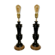 2 pieds de lampe bois et noir